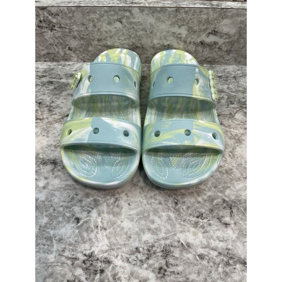 Classic Crocs Marbized Sandal Pure Water/Multi Unisex Men’s 6 Women’s 8 EUC - Picture 2 of 7